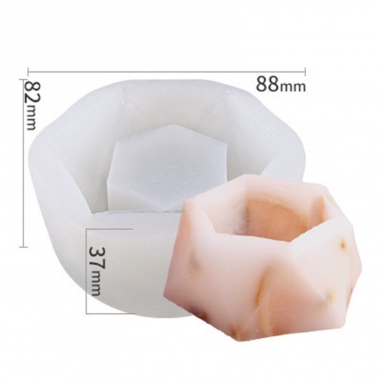 Picture of 1 Piece Silicone Resin Mold For Candle Soap DIY Making Succulent Plant 3D White 8.8cm x 8.2cm