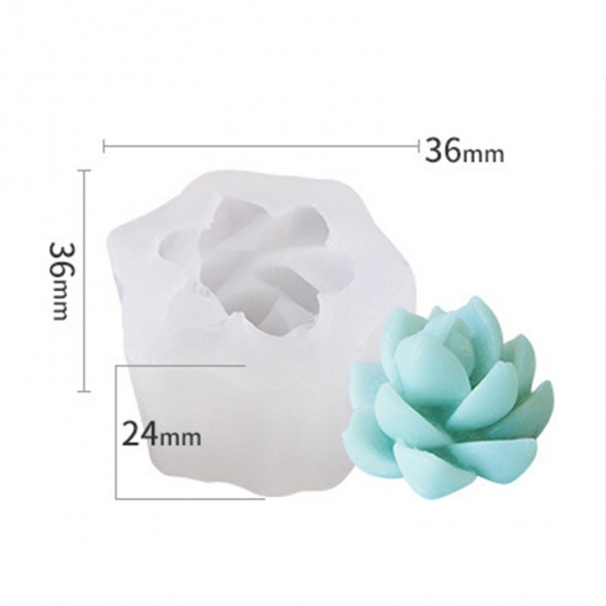 Picture of 1 Piece Silicone Resin Mold For Candle Soap DIY Making Succulent Plant 3D White 3.6cm x 3.6cm