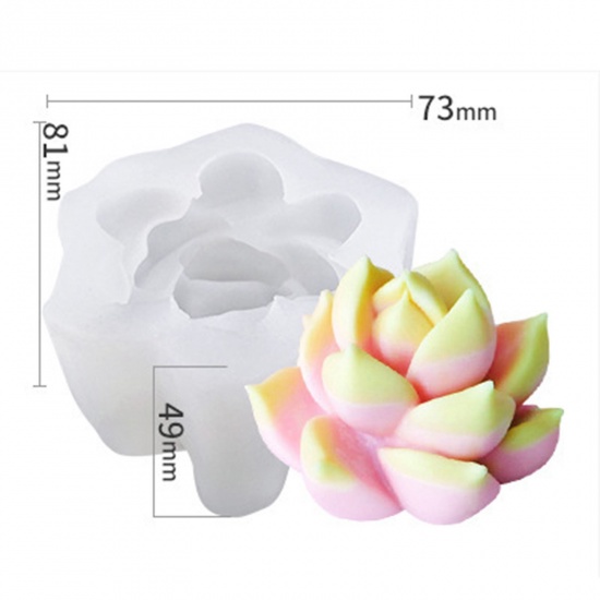 Immagine di 1 Pz Silicone Stampo in Resina per la Produzione di Sapone per Candele Fai-Da-Te Pianta Succulenta 3D Bianco 8.1cm x 7.3cm