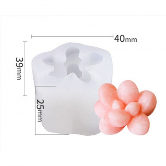 Picture of 1 Piece Silicone Resin Mold For Candle Soap DIY Making Succulent Plant 3D White 4cm x 3.9cm