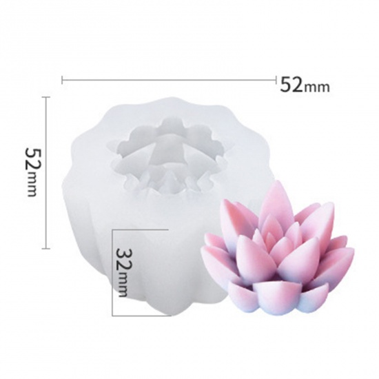 Immagine di 1 Pz Silicone Stampo in Resina per la Produzione di Sapone per Candele Fai-Da-Te Pianta Succulenta 3D Bianco 5.2cm x 5.2cm