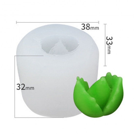 Immagine di 1 Pz Silicone Stampo in Resina per la Produzione di Sapone per Candele Fai-Da-Te Pianta Succulenta 3D Bianco 3.8cm x 3.3cm