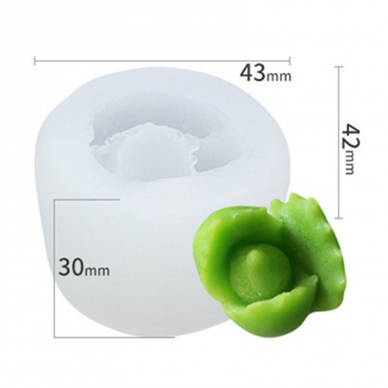 Picture of 1 Piece Silicone Resin Mold For Candle Soap DIY Making Succulent Plant 3D White 4.3cm x 4.2cm