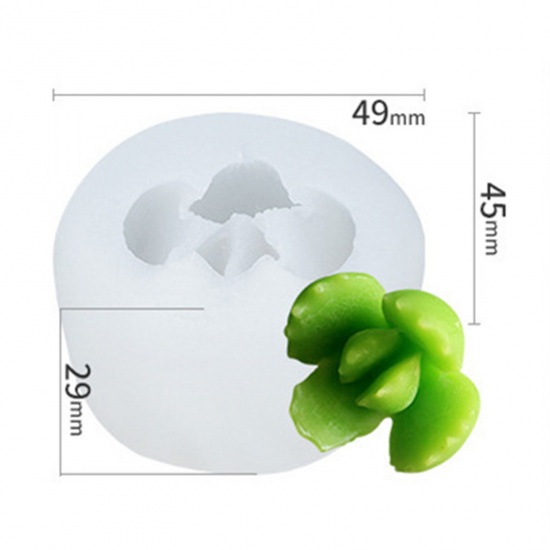 Immagine di 1 Pz Silicone Stampo in Resina per la Produzione di Sapone per Candele Fai-Da-Te Pianta Succulenta 3D Bianco 4.9cm x 4.5cm