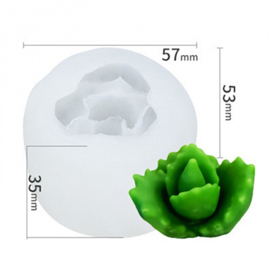 Immagine di 1 Pz Silicone Stampo in Resina per la Produzione di Sapone per Candele Fai-Da-Te Pianta Succulenta 3D Bianco 5.7cm x 5.3cm