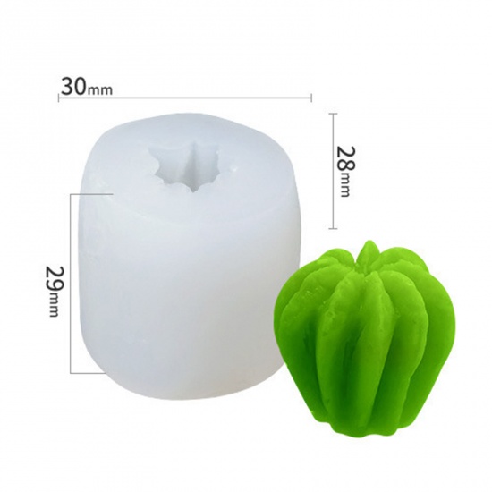 Picture of 1 Piece Silicone Resin Mold For Candle Soap DIY Making Succulent Plant 3D White 3cm x 2.8cm