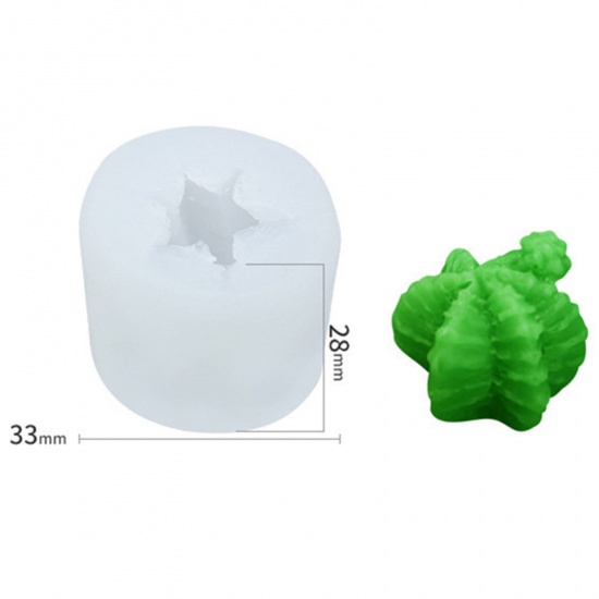 Picture of 1 Piece Silicone Resin Mold For Candle Soap DIY Making Succulent Plant 3D White 3.3cm x 2.8cm