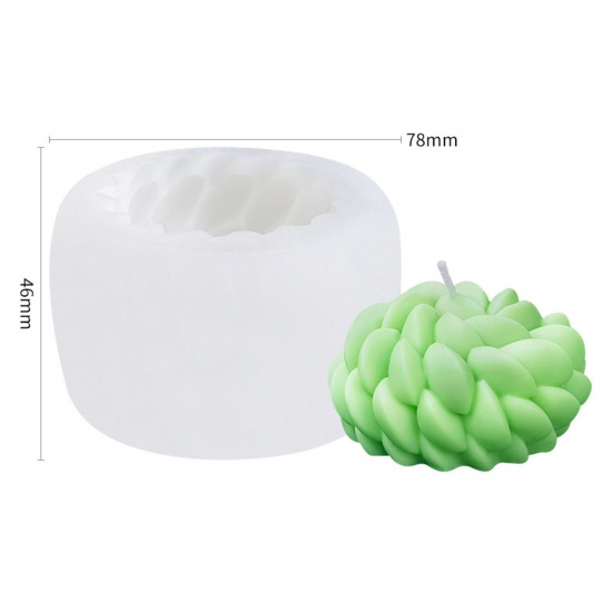 Picture of 1 Piece Silicone Resin Mold For Candle Soap DIY Making Succulent Plant 3D White 7.8cm x 4.6cm