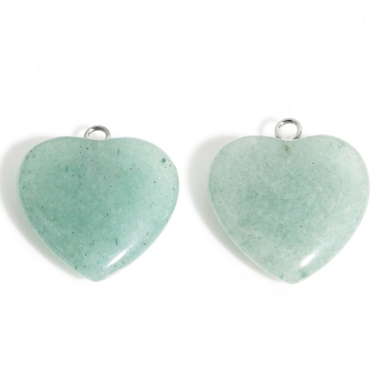 Picture of 1 Piece Aventurine ( Natural ) Charms Light Green Heart 23mm x 20.5mm