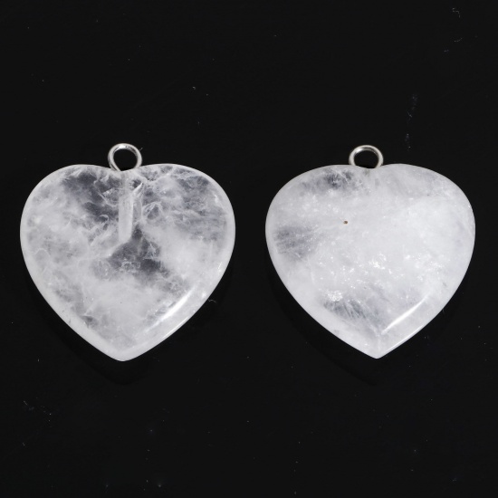 Picture of 1 Piece Quartz Rock Crystal ( Natural ) Charms White Heart 23mm x 20.5mm