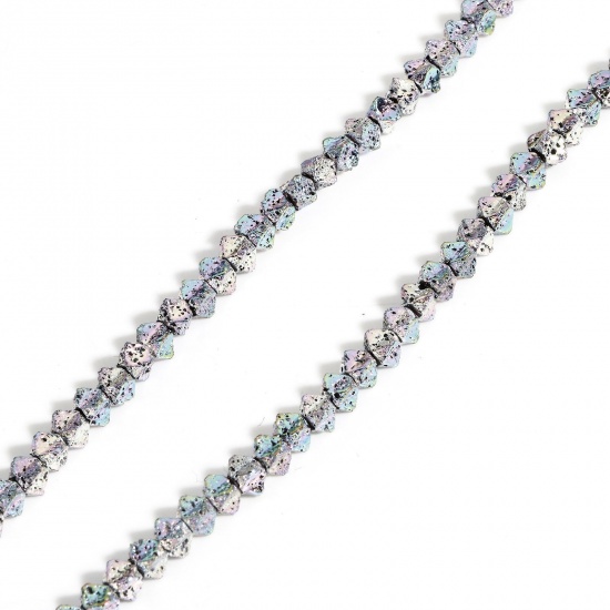 Image de 1 Enfilade (Env. 108 Pcs/Enfilade) (Classement A) Perles pour DIY Fabrication de Bijoux de Pendentife en Hématite （ Plaquage ） Quadrilatère Violet Clair & Vert Clair 5mm x 5mm, Trou: env. 1mm, 40cm long