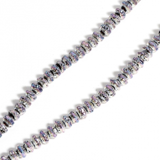 Image de 1 Enfilade (Env. 104 Pcs/Enfilade) (Classement A) Perles pour DIY Fabrication de Bijoux de Pendentife en Hématite （ Plaquage ） Hexagone Violet Clair & Vert Clair 6mm x 5.5mm, Trou: env. 1mm, 40cm long