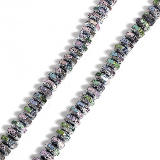 Image de 1 Enfilade (Env. 92 Pcs/Enfilade) (Classement A) Perles pour DIY Fabrication de Bijoux de Pendentife en Hématite （ Plaquage ） Hexagone Violet Clair & Vert Clair 8mm x 7mm, Trou: env. 1mm, 40cm long