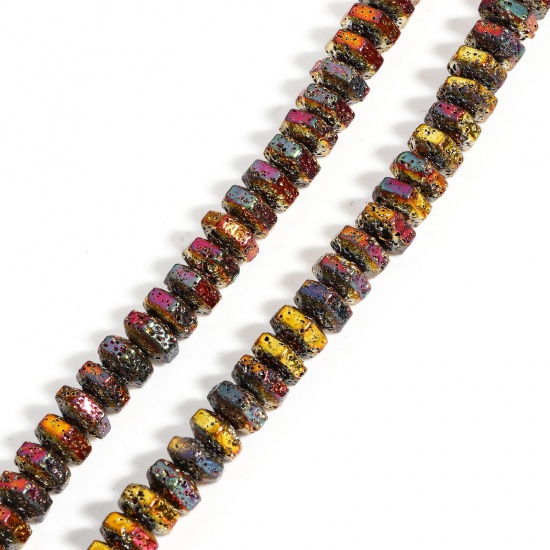 Image de 1 Enfilade (Env. 92 Pcs/Enfilade) (Classement A) Perles pour DIY Fabrication de Bijoux de Pendentife en Hématite （ Plaquage ） Hexagone Multicolore 8mm x 7mm, Trou: env. 1mm, 40cm long