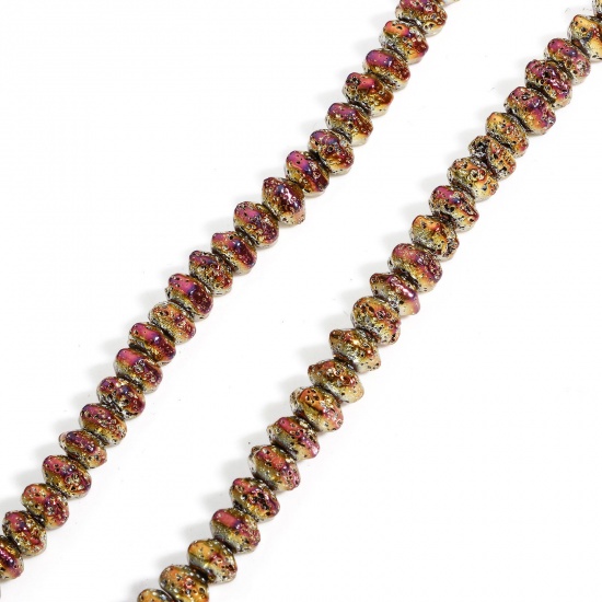 Image de 1 Enfilade (Env. 104 Pcs/Enfilade) (Classement A) Perles pour DIY Fabrication de Bijoux de Pendentife en Hématite （ Plaquage ） Hexagone Multicolore 6mm x 5.5mm, Trou: env. 1mm, 40cm long