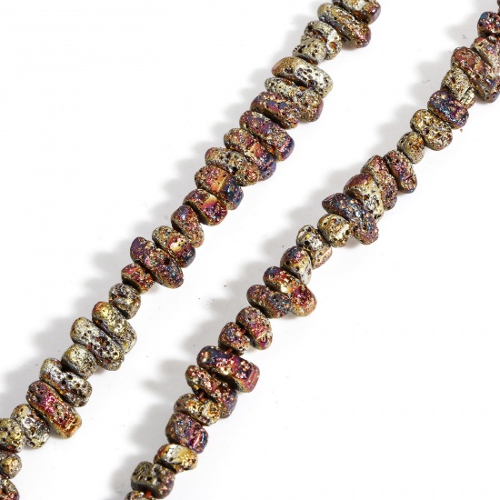 Image de 1 Enfilade (Env. 135-120 Pcs/Enfilade) (Classement A) Perles pour DIY Fabrication de Bijoux de Pendentife en Hématite （ Plaquage ） Irrégulier Multicolore 8x4mm - 4x3mm, Trou: env. 0.6mm, 42-40cm long