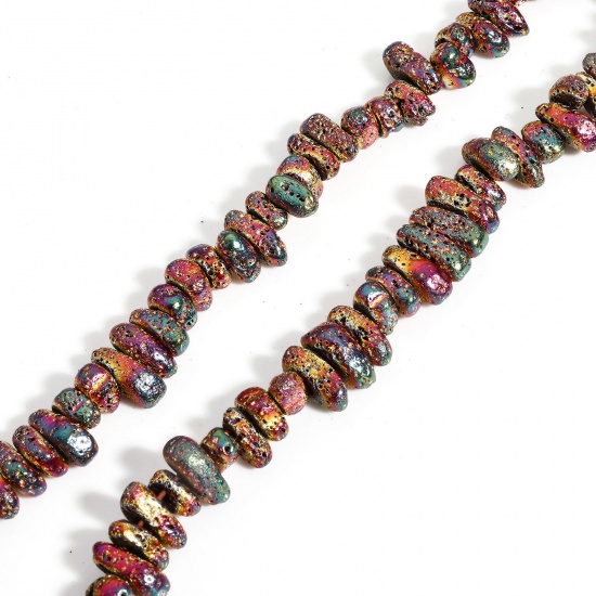 Image de 1 Enfilade (Env. 125 Pcs/Enfilade) (Classement A) Perles pour DIY Fabrication de Bijoux de Pendentife en Hématite （ Plaquage ） Irrégulier Multicolore 10x6mm - 6x4mm, Trou: env. 0.6mm, 40cm long