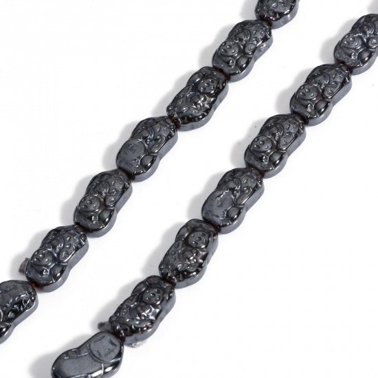 Image de 1 Enfilade (Env. 30 Pcs/Enfilade) (Classement A) Perles pour DIY Fabrication de Bijoux de Pendentife en Hématite （ Naturel ） Irrégulier Noir 13.5mm x 8mm, Trou: env. 1mm, 40cm long