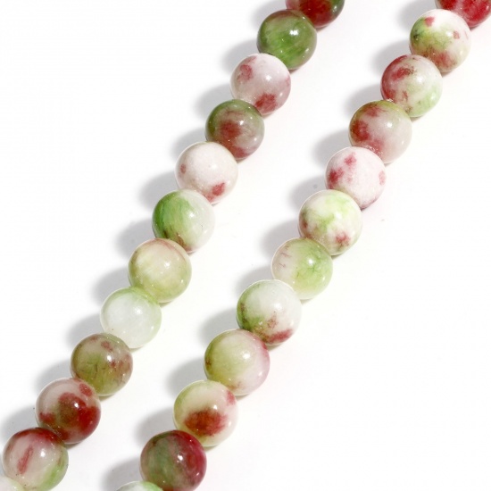Picture of 1 Strand (Approx 48 PCs/Strand) (Grade A) Stone ( Natural Dyed ) Loose Beads For DIY Charm Jewelry Making Round Ink Spot Green About 8.5mm Dia., Hole: Approx 1mm, 40cm(15 6/8") long