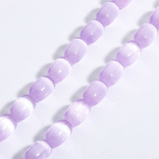 Picture of 1 Strand (Approx 32 PCs/Strand) (Grade A) Selenite ( Natural Dyed ) Loose Beads For DIY Charm Jewelry Making Barrel Purple About 12mm x 8mm, Hole: Approx 1.2mm, 39cm(15 3/8") long