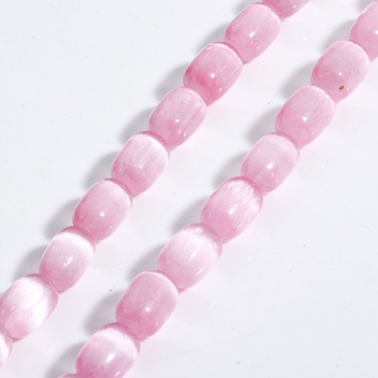 Immagine di 1 Filo (Circa 32 Pz/Treccia) (Grado A) Selenite ( Naturale/Tintura ) Perline per la Creazione di Gioielli con Ciondoli Fai-da-te Rosa Barile 12mm x 8mm, Foro: Circa 1.2mm, 39cm Lunghezza