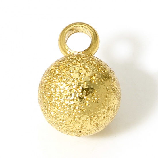 Picture of 1 Piece Brass Charms 18K Real Gold Plated Ball Sparkledust 12mm x 8mm