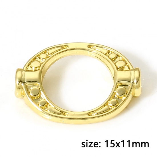 Picture of 5 PCs Brass Beads Frames Oval 18K Real Gold Plated (Fit 8mm Bead) 15mm x 11mm                                                                                                                                                                                 