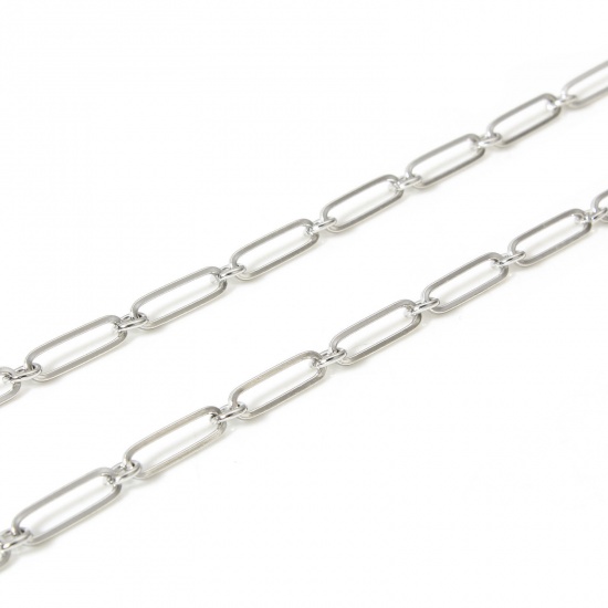 Picture of 1 M Eco-friendly Vacuum Plating 304 Stainless Steel 1:1 Figaro Link Chain For Handmade DIY Jewelry Making Findings Real Platinum Plated 4.5mm