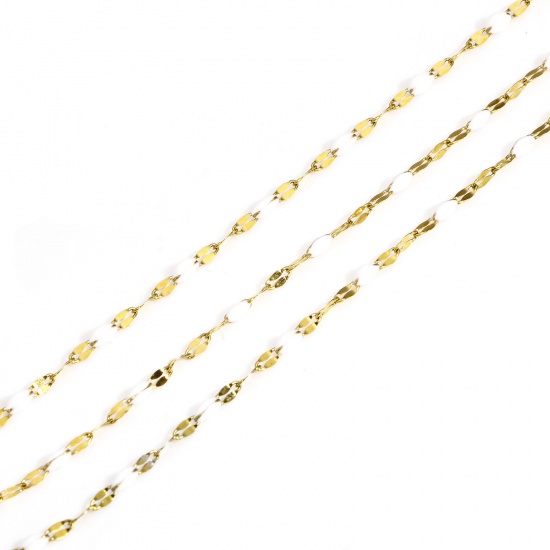 Imagen de 1 Unidad Recubrimiento al Vacío PVD Ecológico 304 Acero Inoxidable Cadena de Labios Collares Chapado en Oro Esmalte 45.5cm longitud, Cadena: 2mm