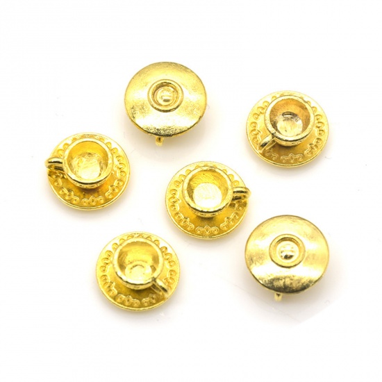 20 個 亜鉛合金 チャーム 金メッキ カップ 3D 14mm x 7mm の画像