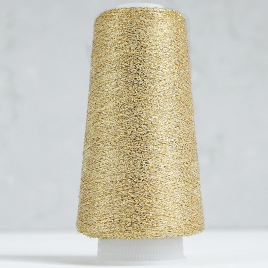 Picture of 1 Roll Polyester Fine Gold Silver Metallic Knitted Crochet Sewing Thread Yarn Partner Yarn For Needlework Golden