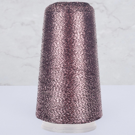 Picture of 1 Roll Polyester Fine Gold Silver Metallic Knitted Crochet Sewing Thread Yarn Partner Yarn For Needlework Purple