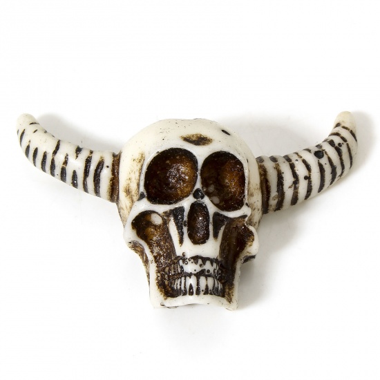 Immagine di 5 Pz Resina Stile Bohemien Ciondoli Cranio Bianco 5.8cm x 4.1cm