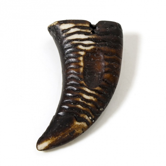 Immagine di 5 Pz Resina Stile Bohemien Ciondoli Forma di Corno Marrone Scuro 5.4cm x 3.2cm