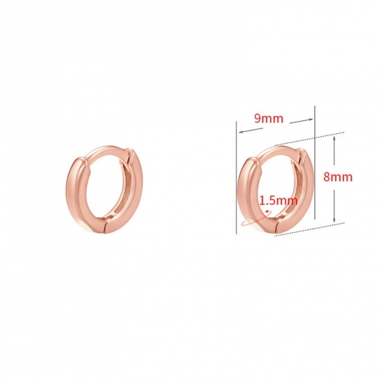 Picture of 1 Pair Brass Simple Hoop Earrings Rose Gold 9mm x 8mm                                                                                                                                                                                                         