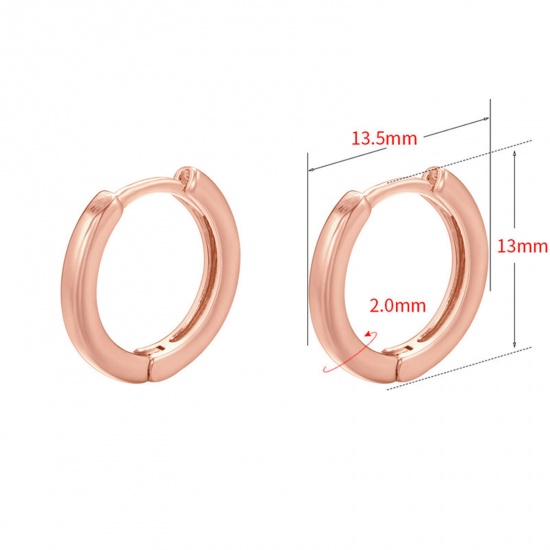 Picture of 1 Pair Brass Simple Hoop Earrings Rose Gold 13.5mm x 13mm                                                                                                                                                                                                     