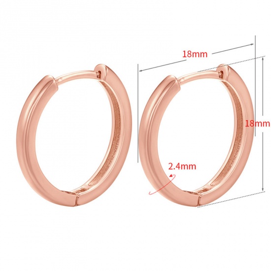 Picture of 1 Pair Brass Simple Hoop Earrings Rose Gold 18mm x 18mm                                                                                                                                                                                                       