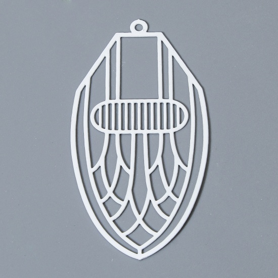 Image de 10 Pcs Pendentifs Estampe en Filigrane en Alliage de Fer Blanc Laqué 5cm x 2.6cm