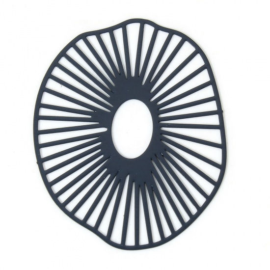 Bild von 10 Stück Eisenlegierung Filigran Stempel Verzierung Anhänger Grau Unregelmäßig Lotusblatt Muster Spritzlackierung, 4.2cm x 3.3cm