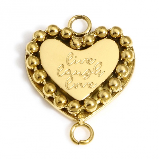 Immagine di 1 Pz Placcatura Sottovuoto 304 Acciaio Inossidabile San Valentino Pendenti Charms Connettori Cuore Oro Placcato 15.5mm x 12mm