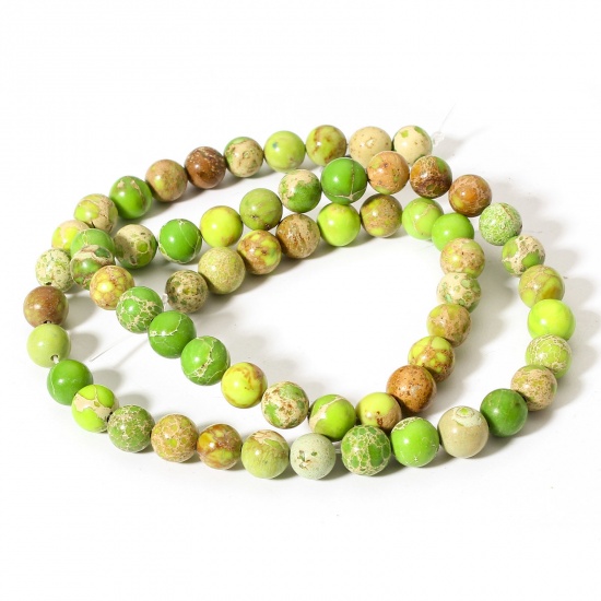 Picture of 1 Strand (Approx 60 PCs/Strand) Emperor Stone ( Natural Dyed ) Loose Beads For DIY Jewelry Making Round Green About 6mm Dia., Hole: Approx 0.8mm, 38cm(15") long