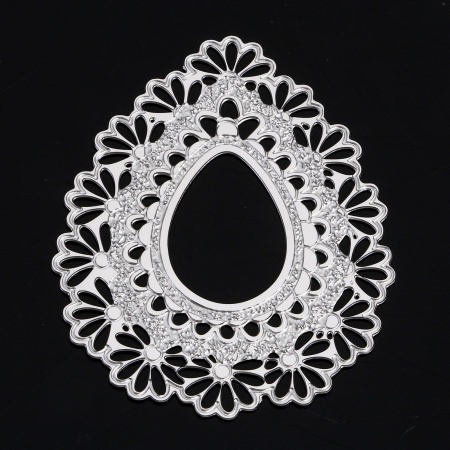 Imagen de 5 Unidades 304 Acero Inoxidable Colgantes Gota Tono de Plata Filigrana Filigrana Estampación 4.3cm x 3.5cm