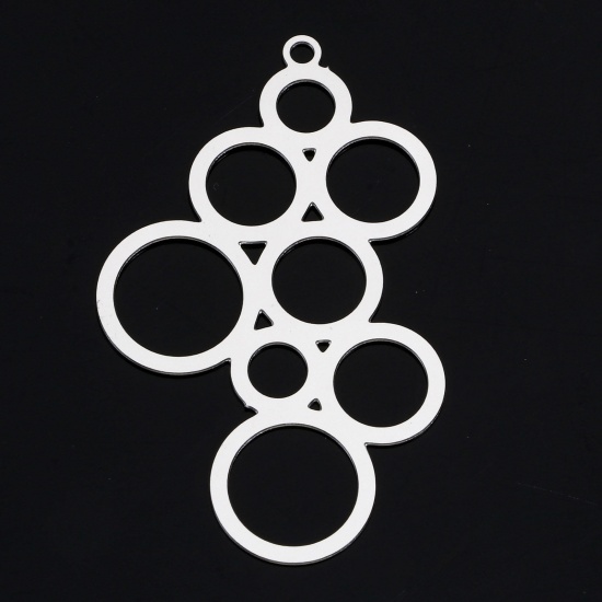 Immagine di 5 Pz 304 Acciaio Inossidabile Ciondoli Geometrica Tono Argento Circolo Filigree Stamping 4.1cm x 2.5cm