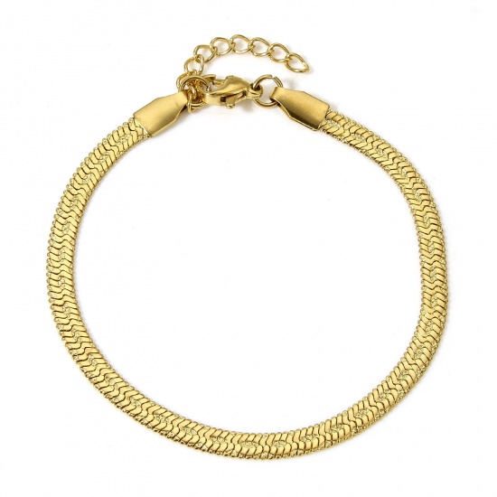 Picture of 1 Piece Eco-friendly Vacuum Plating 304 Stainless Steel Snake Chain Bracelets 18K Gold Color Oval 17cm(6 6/8") long
