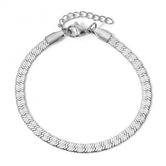 Picture of 1 Piece Eco-friendly 304 Stainless Steel Snake Chain Bracelets Stripe 17cm(6 6/8") long