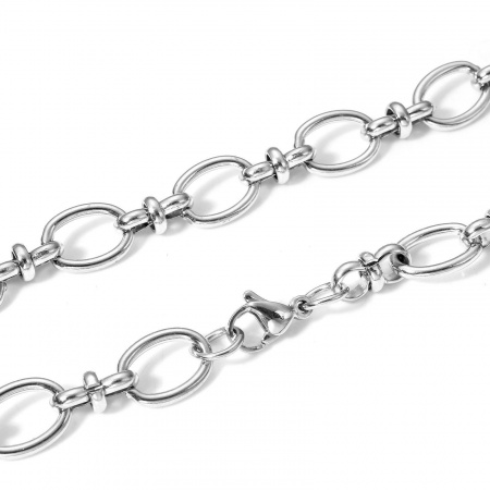 Picture of Eco-friendly Vacuum Plating 304 Stainless Steel Handmade Link Chain Necklace For DIY Jewelry Making With Lobster Claw Clasp And Extender Chain 40cm(15 6/8