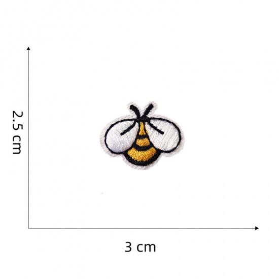 Picture of 5 PCs Polyester Iron On Patches Appliques (With Glue Back) DIY Sewing Craft Clothing Decoration Yellow Bee Animal 3cm x 2.5cm