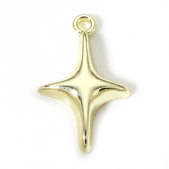 Picture of 5 PCs Zinc Based Alloy Galaxy Charms Gold Plated Star 19mm x 12mm