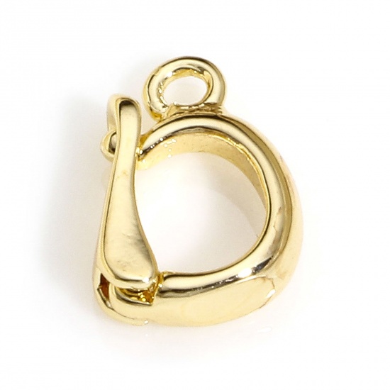 Picture of 1 Piece Brass D Rings Fit Clothing Bag Making 18K Real Gold Plated 10mm x 7mm                                                                                                                                                                                 