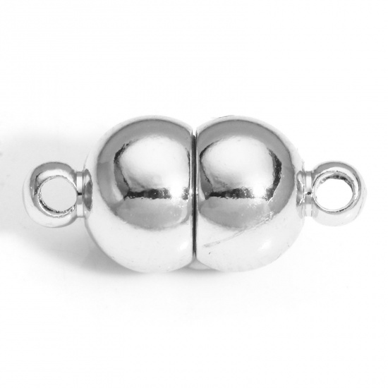 Picture of 1 Piece Brass Magnetic Clasps Calabash Real Platinum Plated Can Open 17mm x 8mm                                                                                                                                                                               